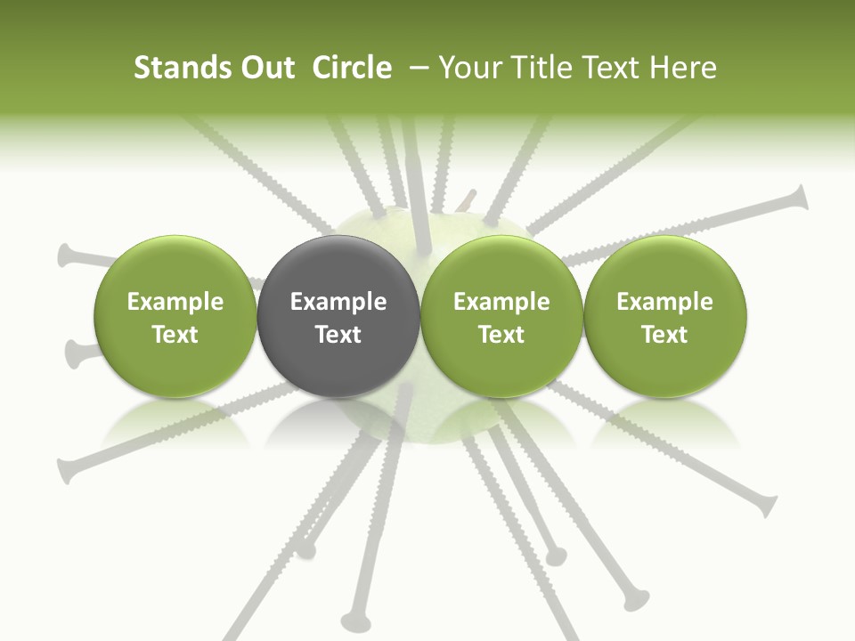 A Green Apple With Many Black Screws On It PowerPoint Template