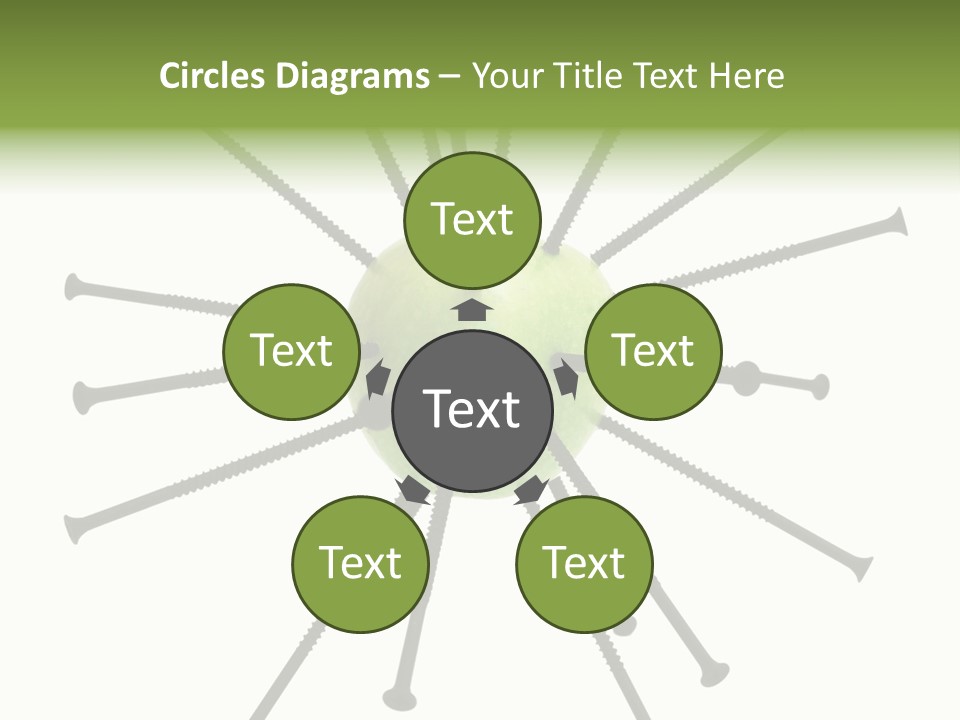 A Green Apple With Many Black Screws On It PowerPoint Template