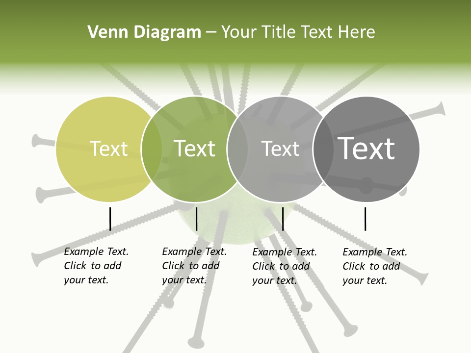 A Green Apple With Many Black Screws On It PowerPoint Template