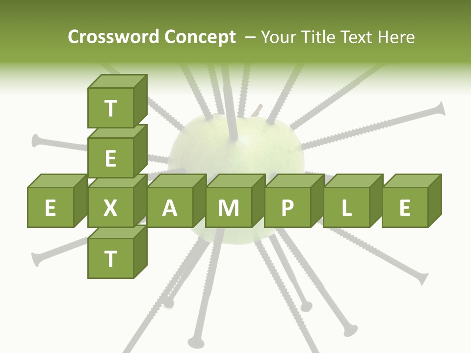 A Green Apple With Many Black Screws On It PowerPoint Template