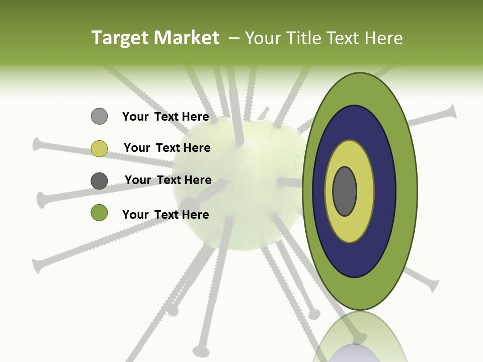 A Green Apple With Many Black Screws On It PowerPoint Template