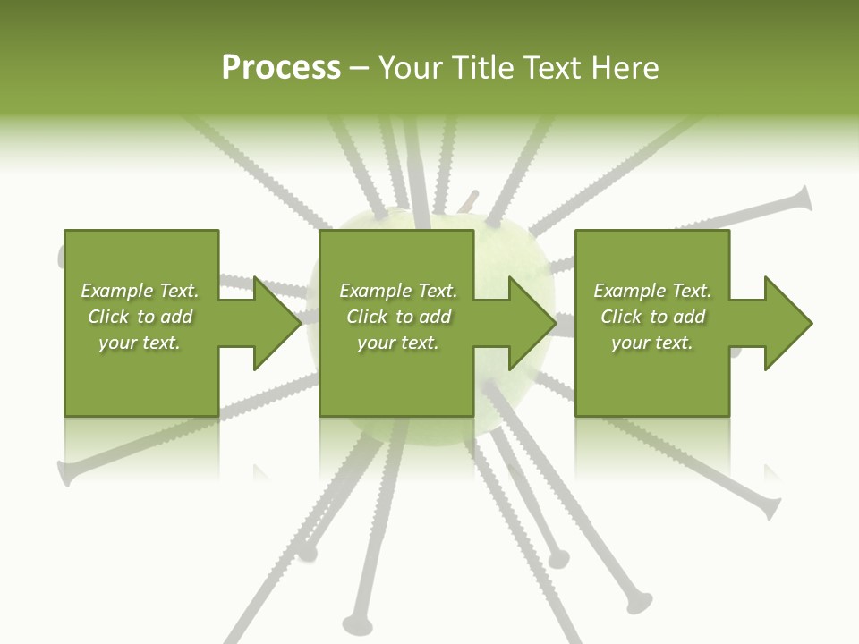 A Green Apple With Many Black Screws On It PowerPoint Template