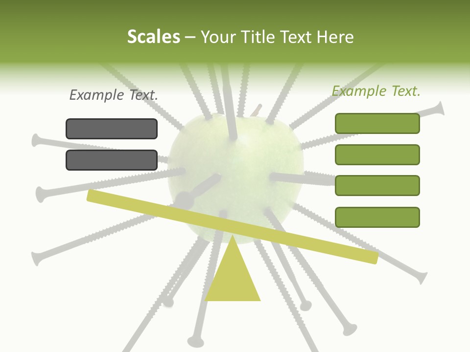 A Green Apple With Many Black Screws On It PowerPoint Template