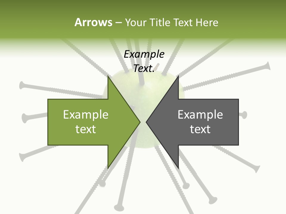 A Green Apple With Many Black Screws On It PowerPoint Template