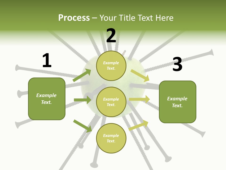 A Green Apple With Many Black Screws On It PowerPoint Template