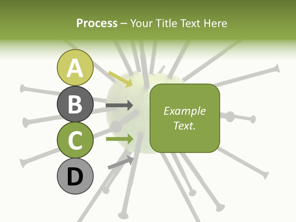 A Green Apple With Many Black Screws On It PowerPoint Template