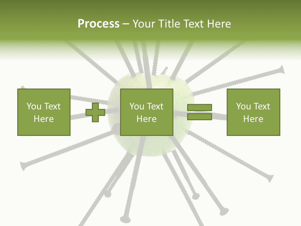 A Green Apple With Many Black Screws On It PowerPoint Template