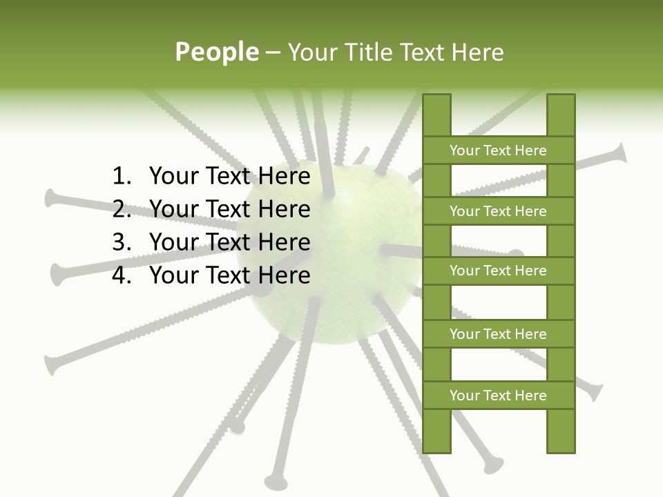 A Green Apple With Many Black Screws On It PowerPoint Template