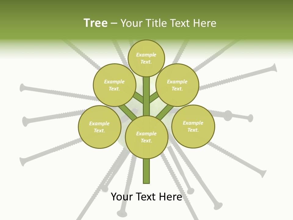 A Green Apple With Many Black Screws On It PowerPoint Template