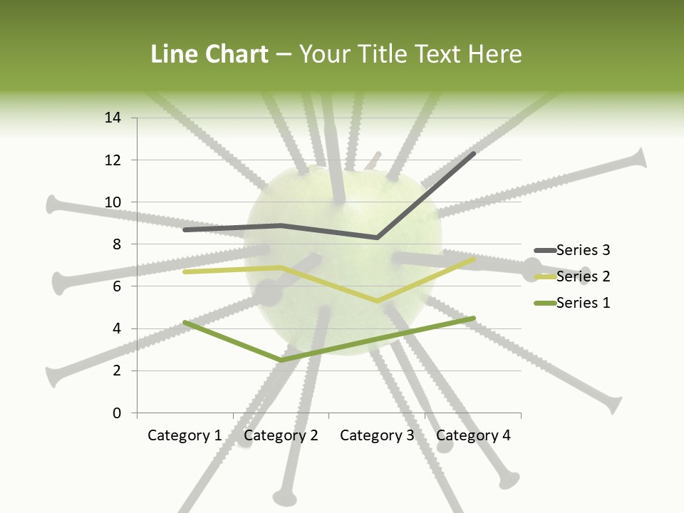 A Green Apple With Many Black Screws On It PowerPoint Template