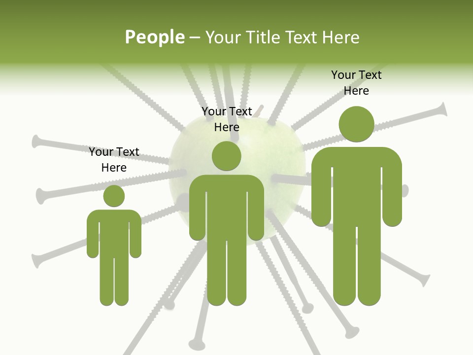 A Green Apple With Many Black Screws On It PowerPoint Template