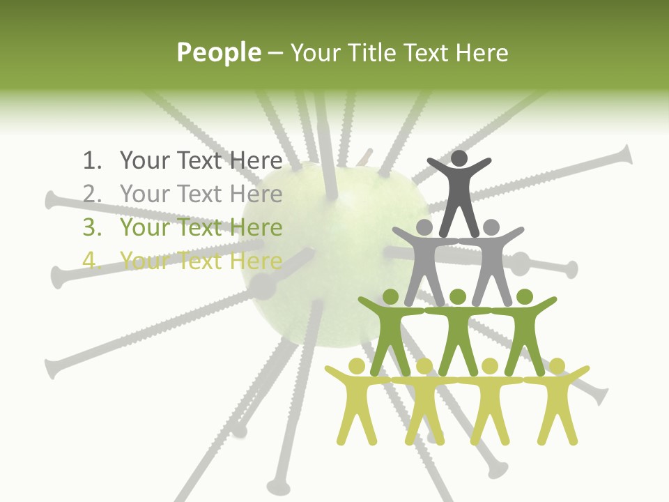 A Green Apple With Many Black Screws On It PowerPoint Template