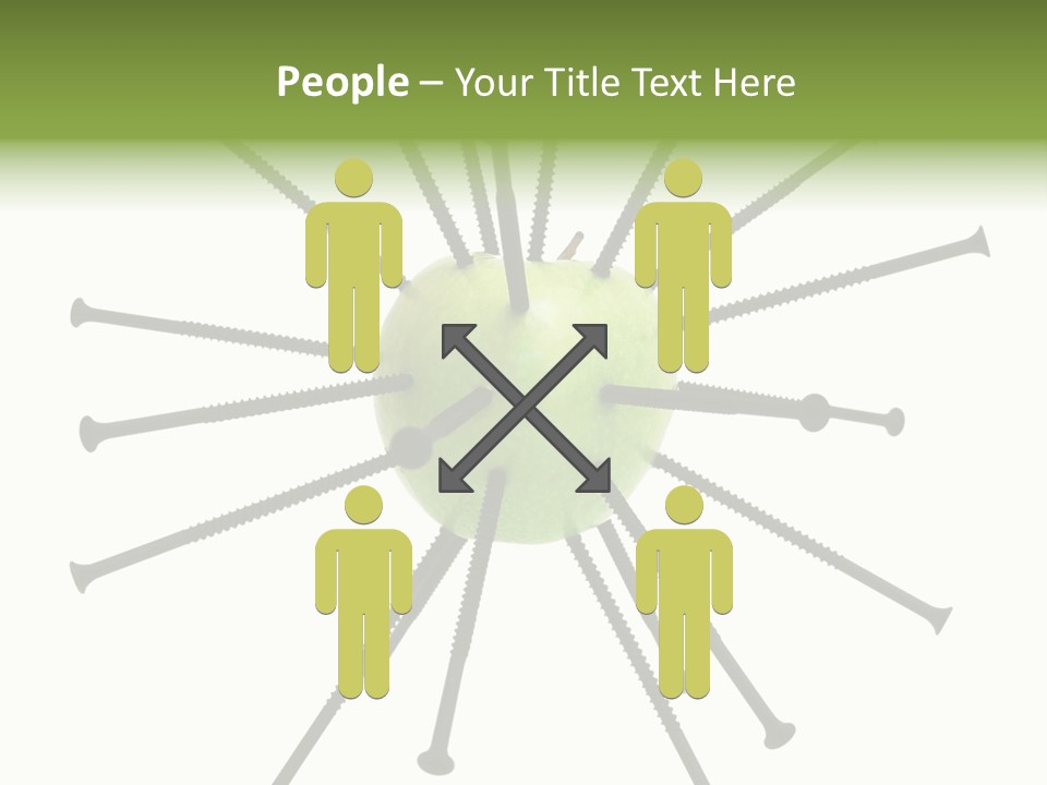 A Green Apple With Many Black Screws On It PowerPoint Template