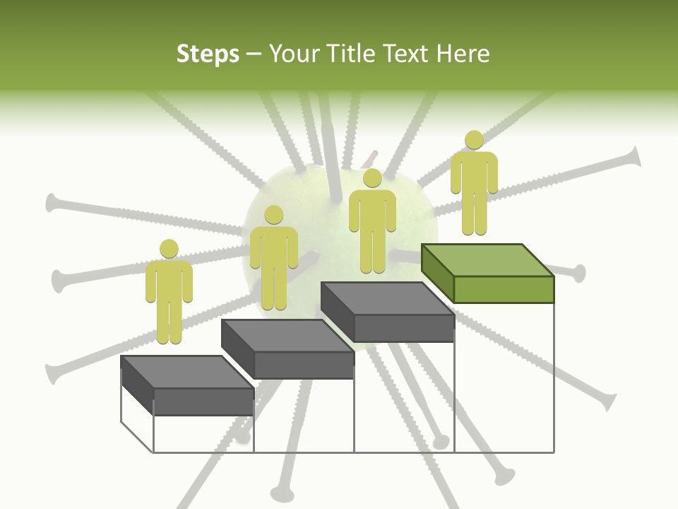 A Green Apple With Many Black Screws On It PowerPoint Template