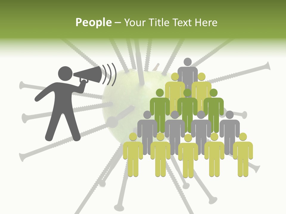 A Green Apple With Many Black Screws On It PowerPoint Template