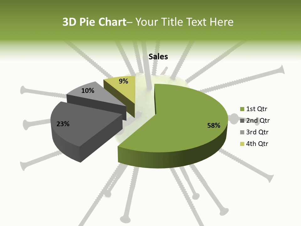 A Green Apple With Many Black Screws On It PowerPoint Template