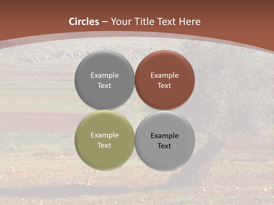 A Tree In A Field With A Mountain In The Background PowerPoint Template