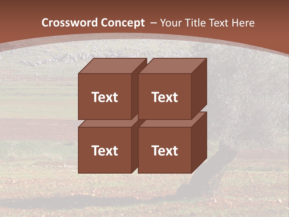 A Tree In A Field With A Mountain In The Background PowerPoint Template