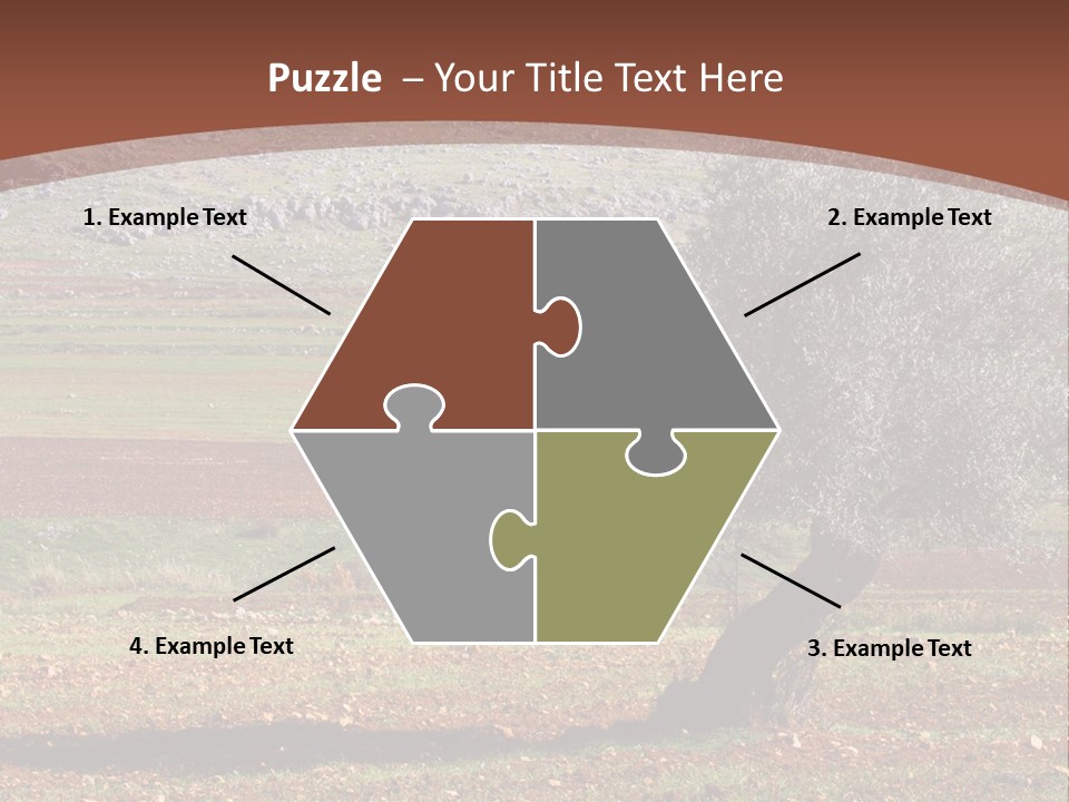 A Tree In A Field With A Mountain In The Background PowerPoint Template