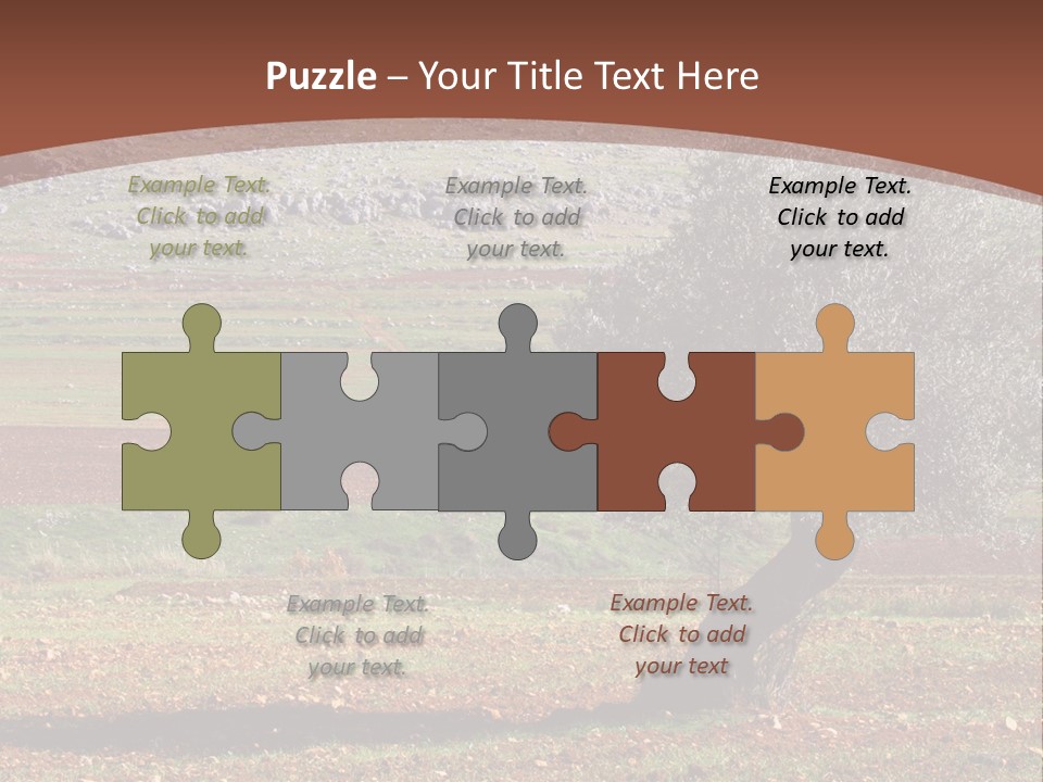 A Tree In A Field With A Mountain In The Background PowerPoint Template