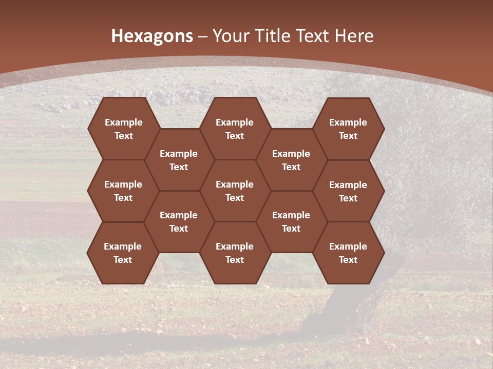 A Tree In A Field With A Mountain In The Background PowerPoint Template