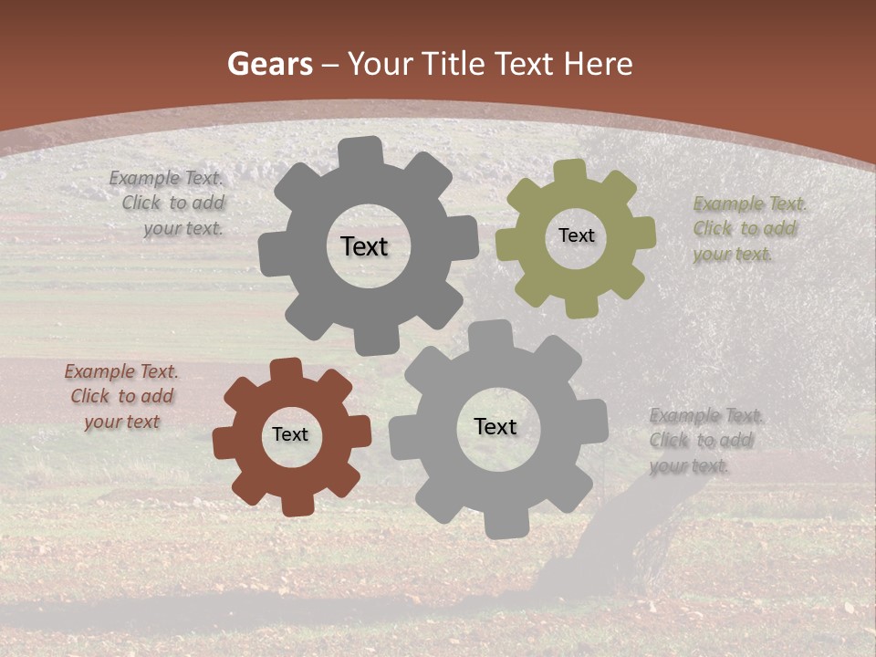 A Tree In A Field With A Mountain In The Background PowerPoint Template