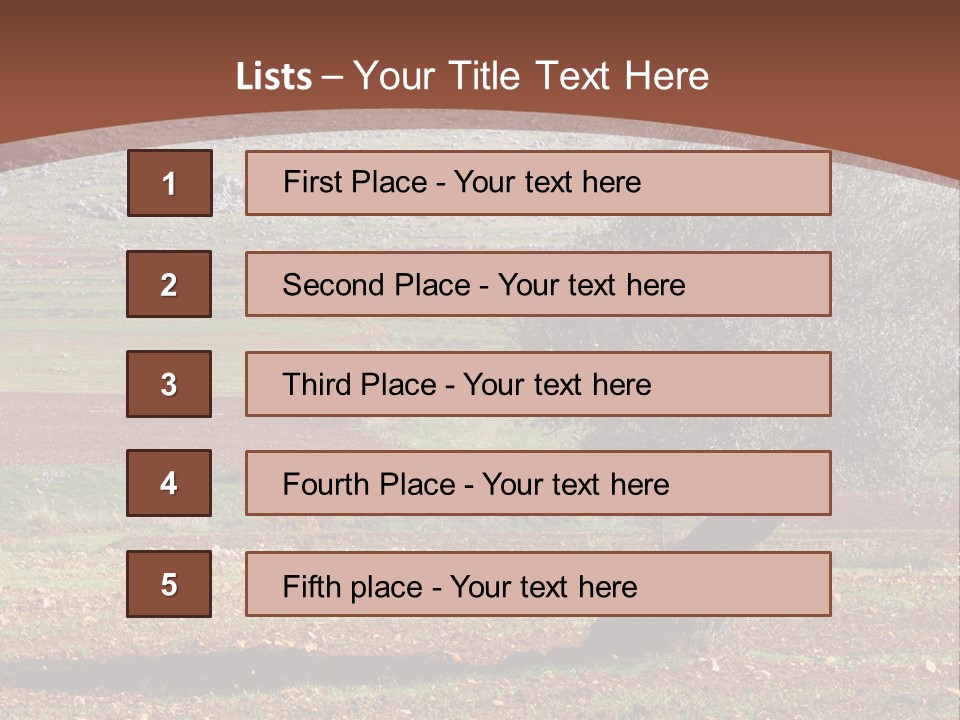 A Tree In A Field With A Mountain In The Background PowerPoint Template
