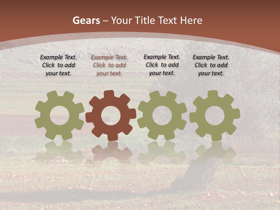 A Tree In A Field With A Mountain In The Background PowerPoint Template