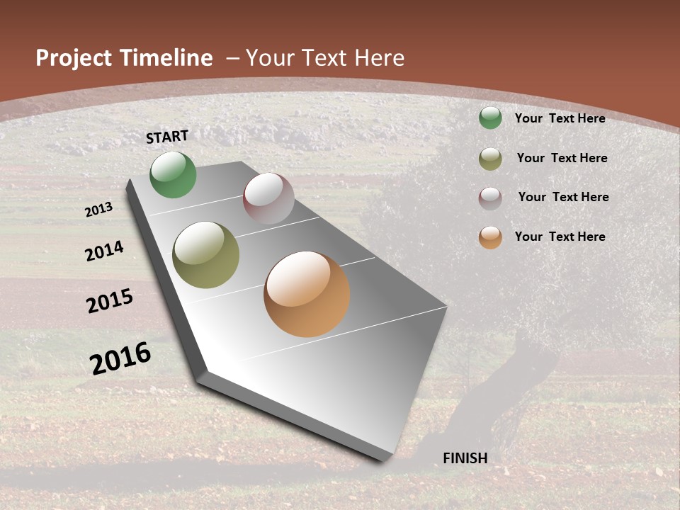 A Tree In A Field With A Mountain In The Background PowerPoint Template