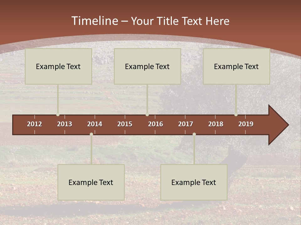 A Tree In A Field With A Mountain In The Background PowerPoint Template