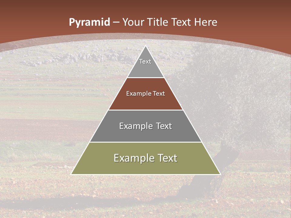 A Tree In A Field With A Mountain In The Background PowerPoint Template