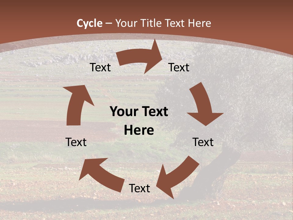 A Tree In A Field With A Mountain In The Background PowerPoint Template