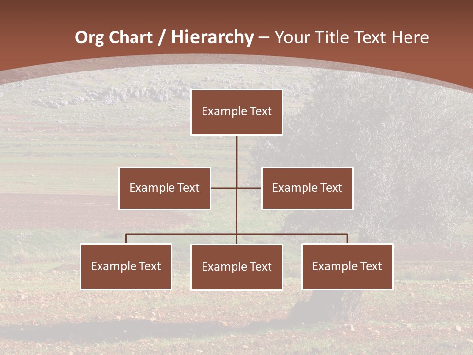 A Tree In A Field With A Mountain In The Background PowerPoint Template