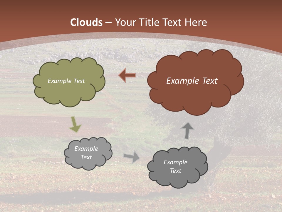 A Tree In A Field With A Mountain In The Background PowerPoint Template