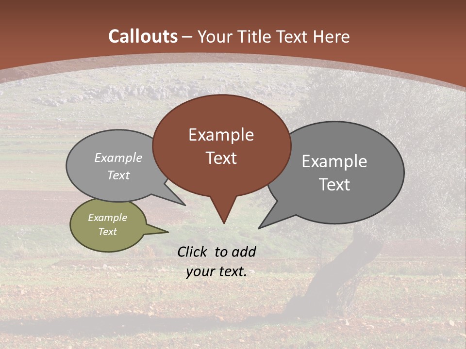 A Tree In A Field With A Mountain In The Background PowerPoint Template