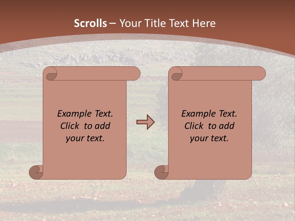 A Tree In A Field With A Mountain In The Background PowerPoint Template