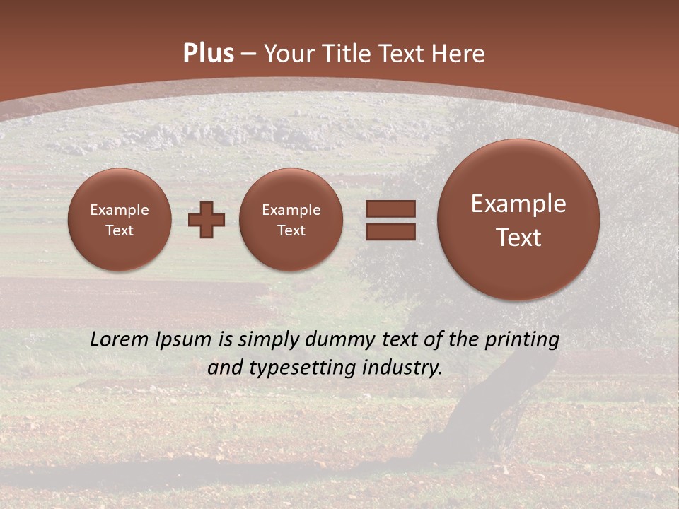 A Tree In A Field With A Mountain In The Background PowerPoint Template