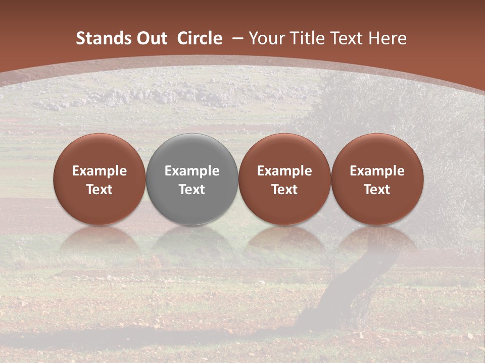 A Tree In A Field With A Mountain In The Background PowerPoint Template