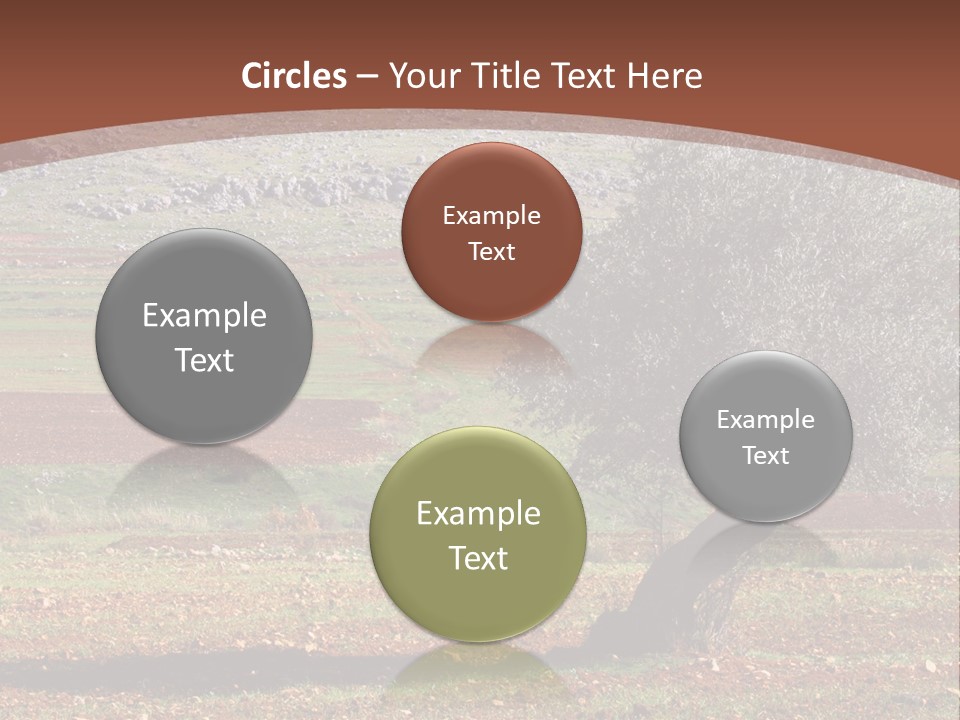 A Tree In A Field With A Mountain In The Background PowerPoint Template