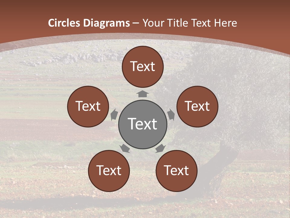 A Tree In A Field With A Mountain In The Background PowerPoint Template