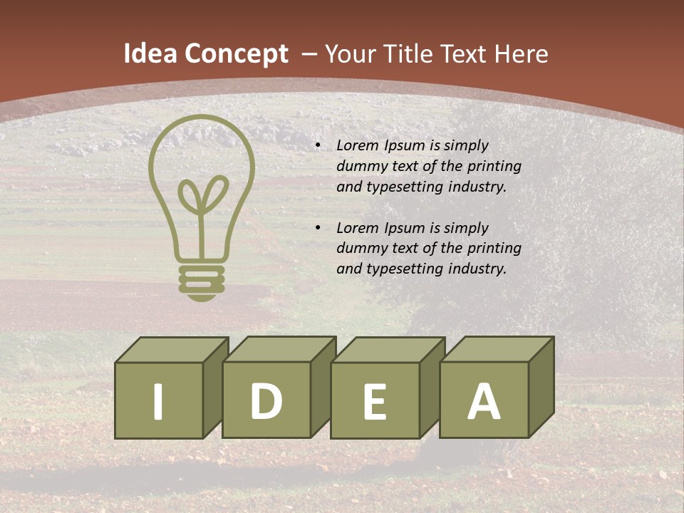 A Tree In A Field With A Mountain In The Background PowerPoint Template