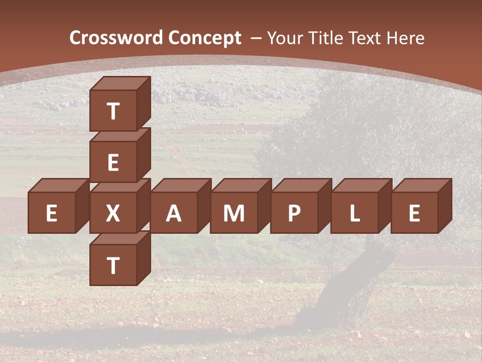 A Tree In A Field With A Mountain In The Background PowerPoint Template