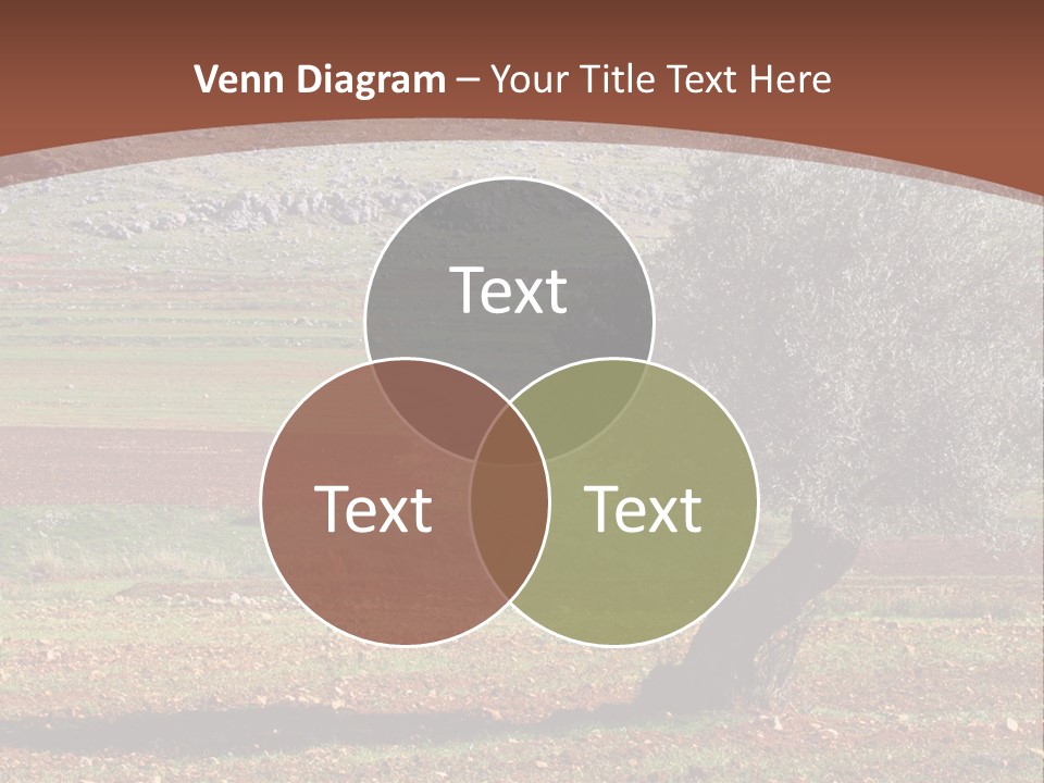 A Tree In A Field With A Mountain In The Background PowerPoint Template