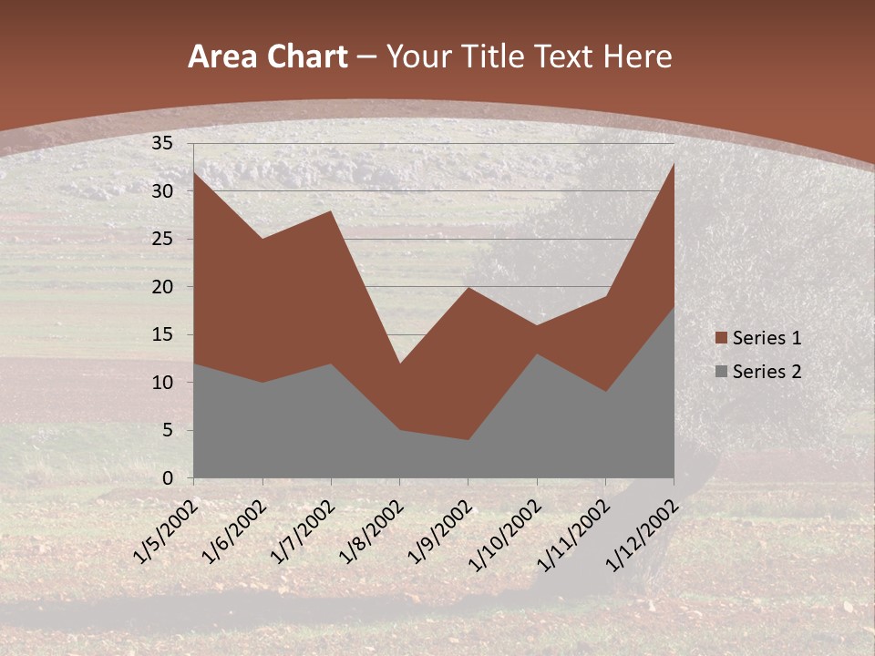 A Tree In A Field With A Mountain In The Background PowerPoint Template
