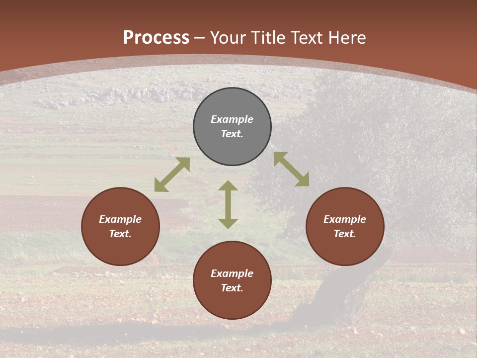 A Tree In A Field With A Mountain In The Background PowerPoint Template