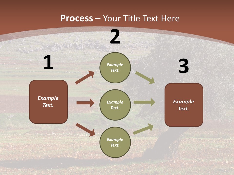A Tree In A Field With A Mountain In The Background PowerPoint Template