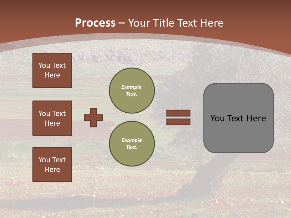 A Tree In A Field With A Mountain In The Background PowerPoint Template