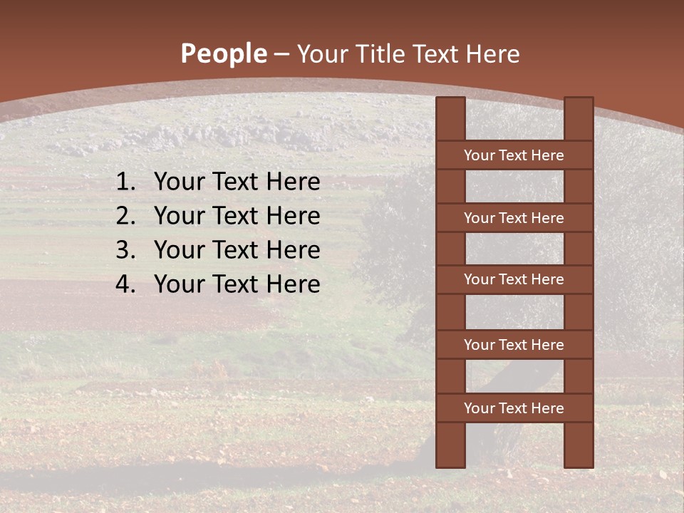 A Tree In A Field With A Mountain In The Background PowerPoint Template