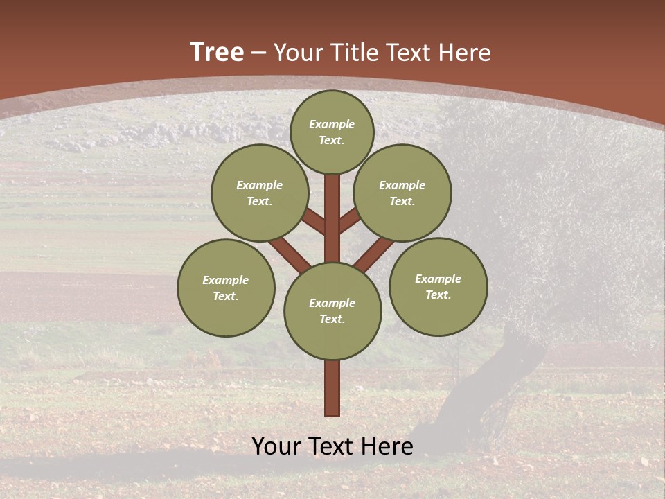 A Tree In A Field With A Mountain In The Background PowerPoint Template