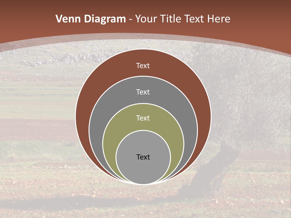 A Tree In A Field With A Mountain In The Background PowerPoint Template